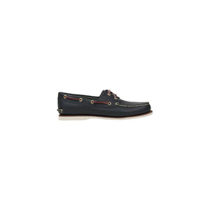 Blaue Leder-Loafer zum Hineinschlüpfen