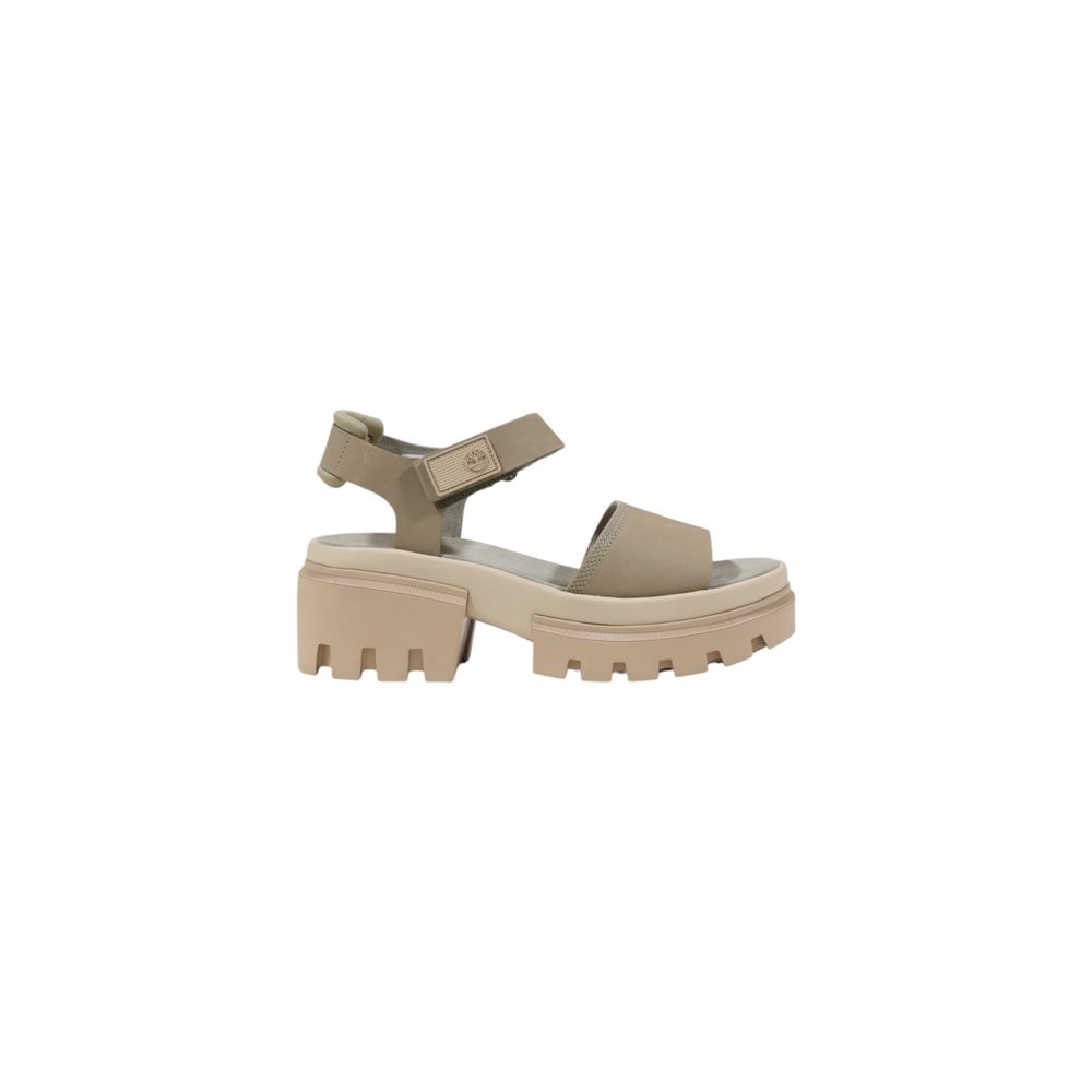 Beige Leder-Plateau-Sandalen