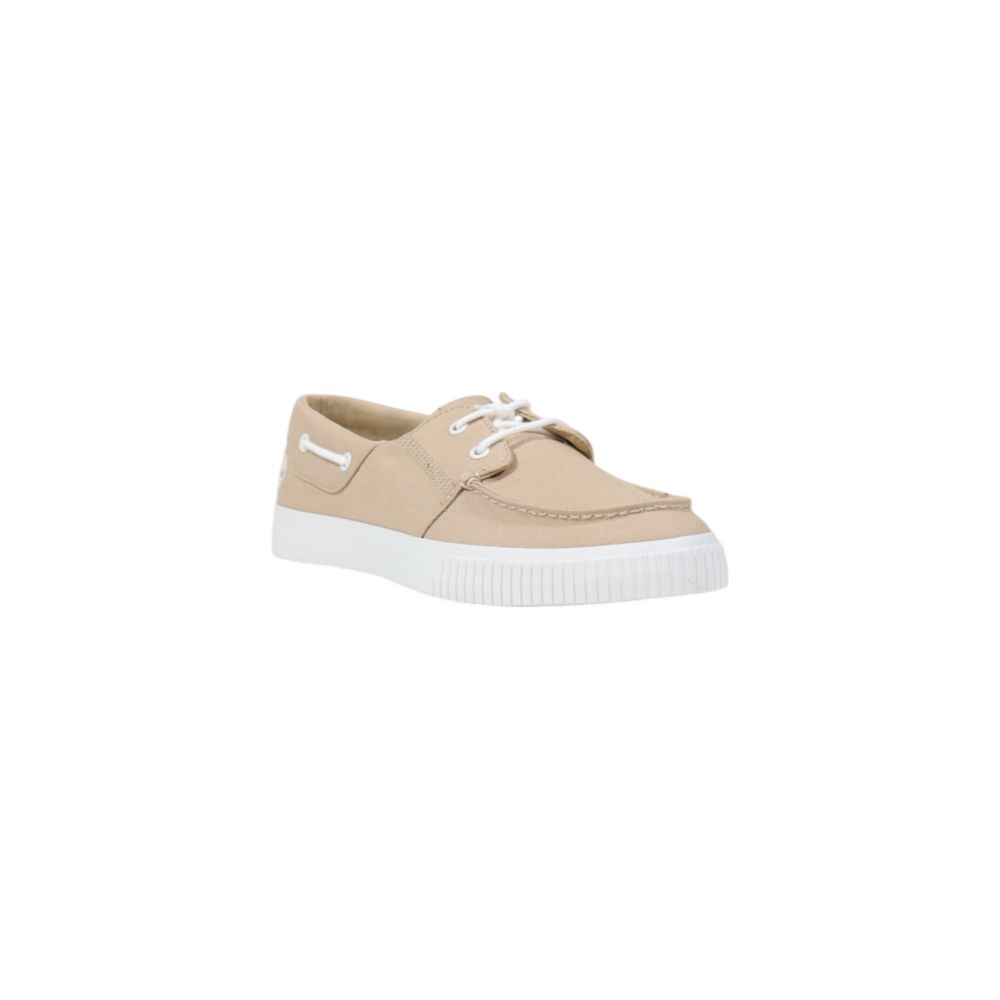 Beige Lyocell Sneakers mit niedrigem Schaft