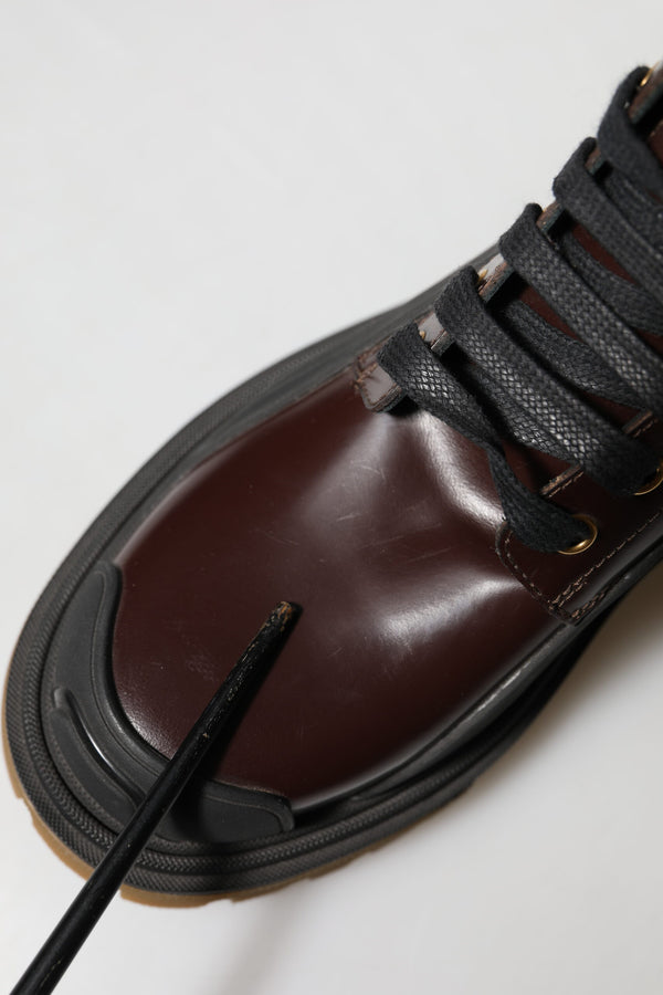 Maroon Leder Mid Calf Biker Stiefel Schuhe