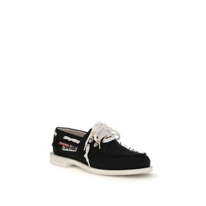 Elegante schwarze Slip-On-Loafer aus Baumwolle
