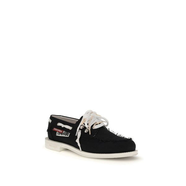Elegante schwarze Slip-On-Loafer aus Baumwolle