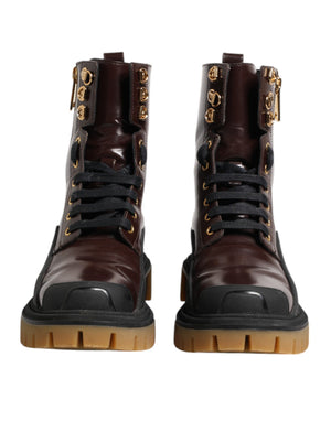Maroon Leder Mid Calf Biker Stiefel Schuhe