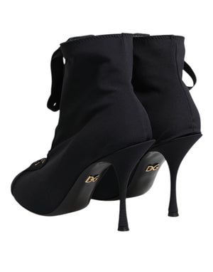 Schwarz Stiletto Heels Lace Up Stiefel Schuhe