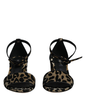 Gold Leopard Knöchel Strap Heels Sandalen Schuhe