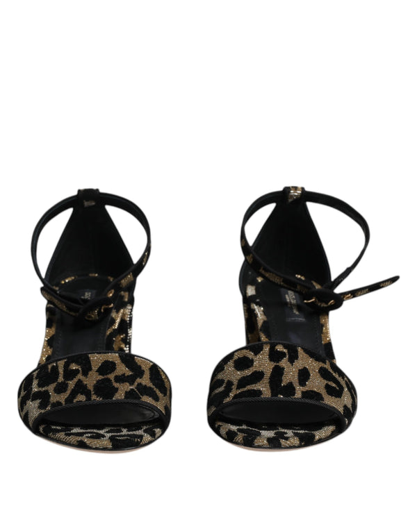 Gold Leopard Knöchel Strap Heels Sandalen Schuhe