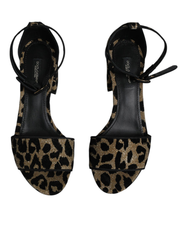 Gold Leopard Knöchel Strap Heels Sandalen Schuhe