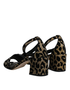 Gold Leopard Knöchel Strap Heels Sandalen Schuhe