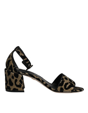 Gold Leopard Knöchel Strap Heels Sandalen Schuhe