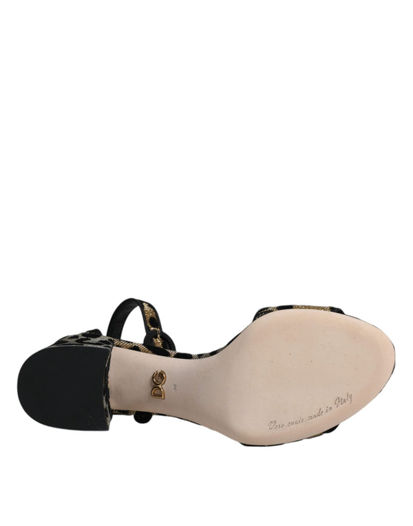 Gold Leopard Knöchel Strap Heels Sandalen Schuhe
