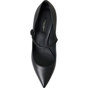 Schwarz Leder Logo Heels Mary Janes Pumps Schuhe