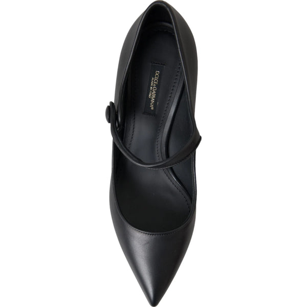 Schwarz Leder Logo Heels Mary Janes Pumps Schuhe