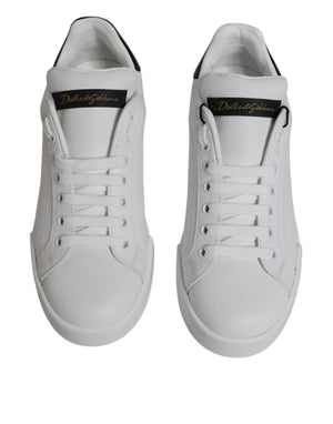 Weiß Schwarz Leder Low Top Sneakers Schuhe
