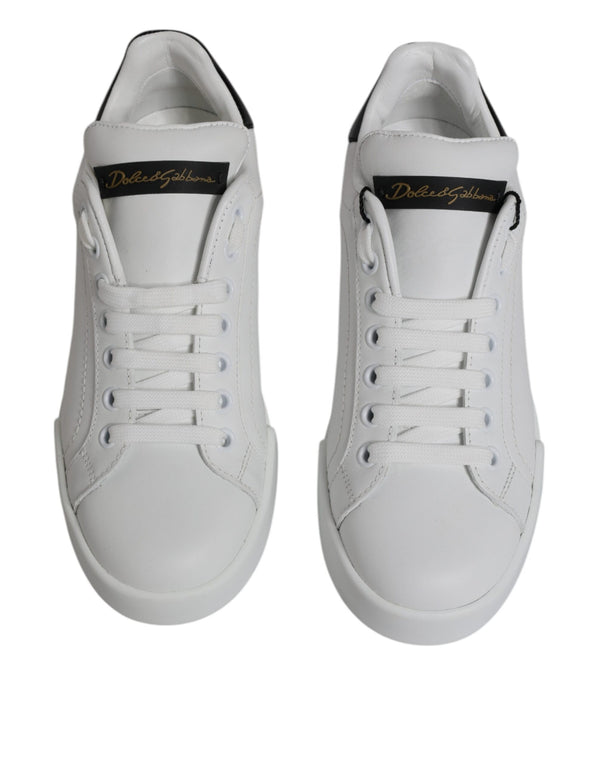 Weiß Schwarz Leder Low Top Sneakers Schuhe