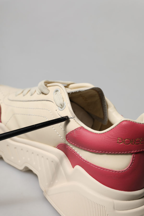 Weiß Rosa Leder Daymaster Turnschuhe Schuhe