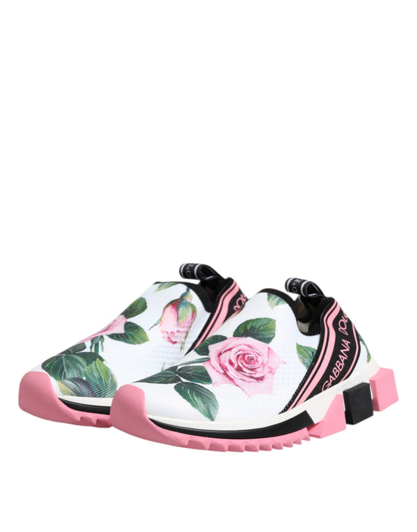 Weiß Rose Print Sorrento Turnschuhe Schuhe