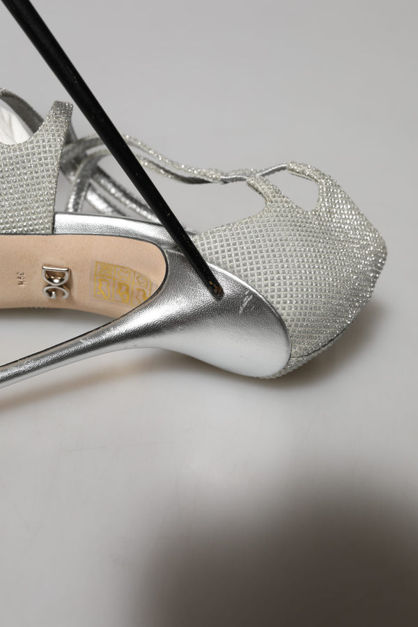 Silber schimmert Sandalen Absatz Pumps Schuhe