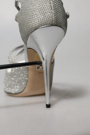 Silber schimmert Sandalen Absatz Pumps Schuhe