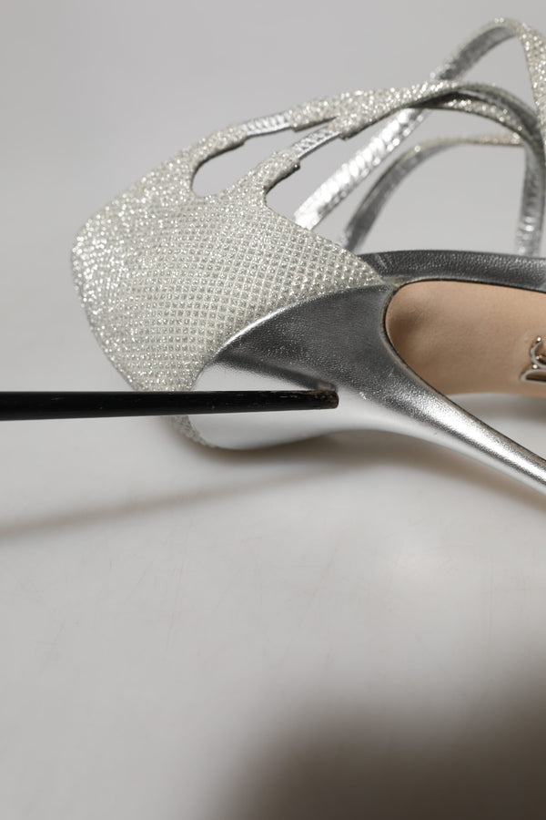 Silber schimmert Sandalen Absatz Pumps Schuhe