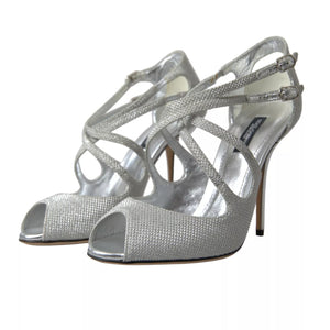 Silber schimmert Sandalen Absatz Pumps Schuhe