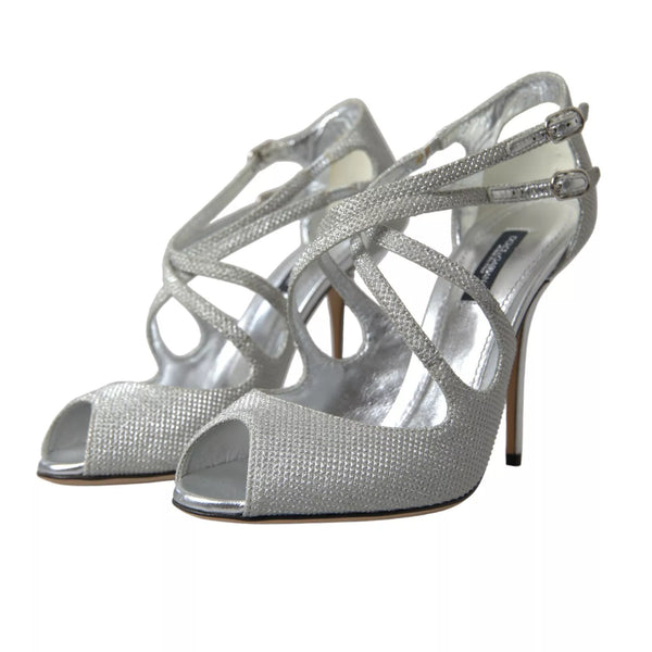 Silber schimmert Sandalen Absatz Pumps Schuhe