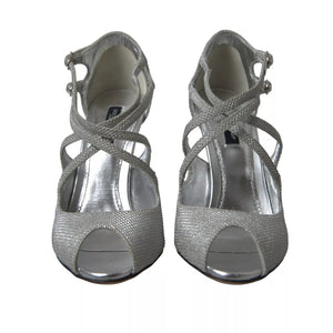 Silber schimmert Sandalen Absatz Pumps Schuhe