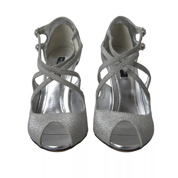 Silber schimmert Sandalen Absatz Pumps Schuhe