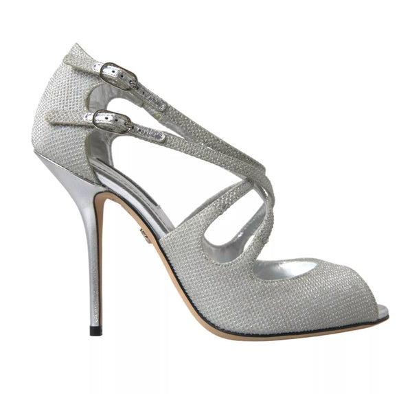 Silber schimmert Sandalen Absatz Pumps Schuhe