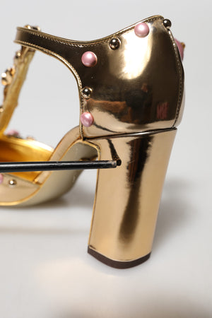 Gold verschönert Vally Heels Sandalen Schuhe