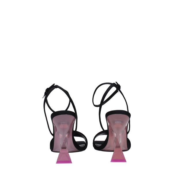 Schwarze Satin-Sandaletten mit Stilettoabsatz