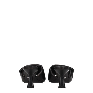 Schwarze Leder-Plateau-Sandalen