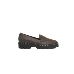 Braune Damen-Loafer aus Kuhfell