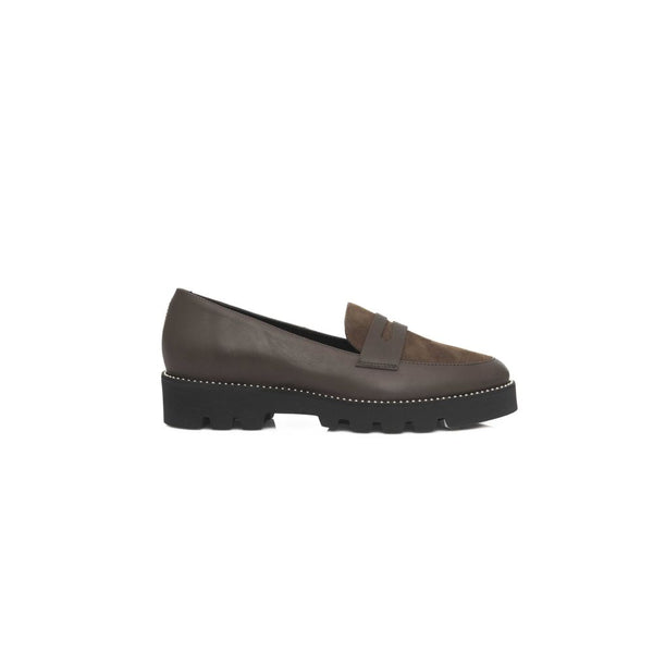 Braune Damen-Loafer aus Kuhfell