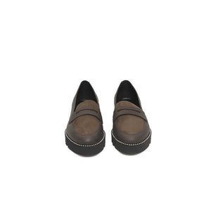 Braune Damen-Loafer aus Kuhfell