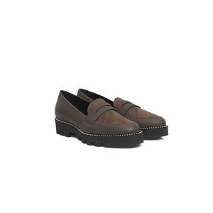 Braune Damen-Loafer aus Kuhfell