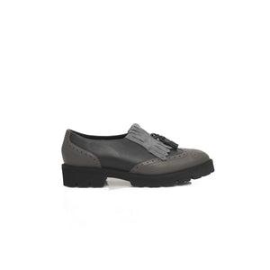 Graue Rindsleder Damen Loafer