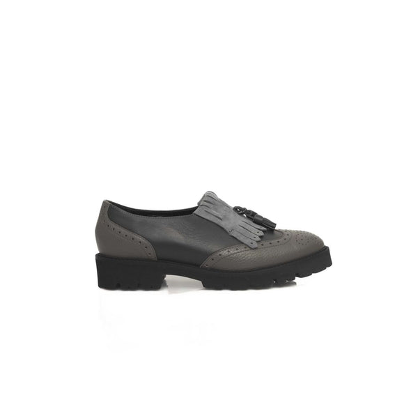 Graue Rindsleder Damen Loafer