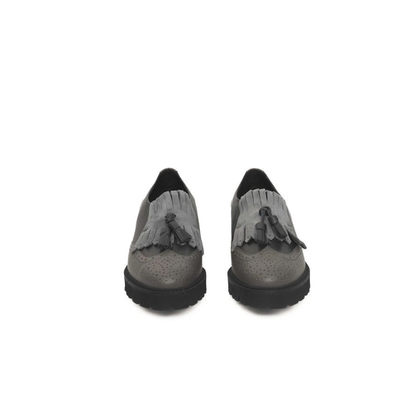 Graue Rindsleder Damen Loafer