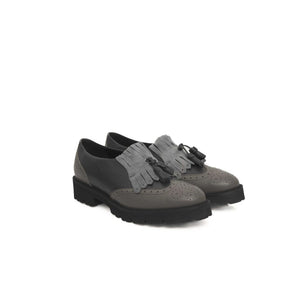 Graue Rindsleder Damen Loafer