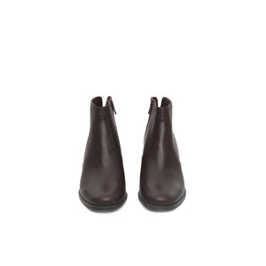 Burgunderfarbenes Rindsleder Damenstiefel