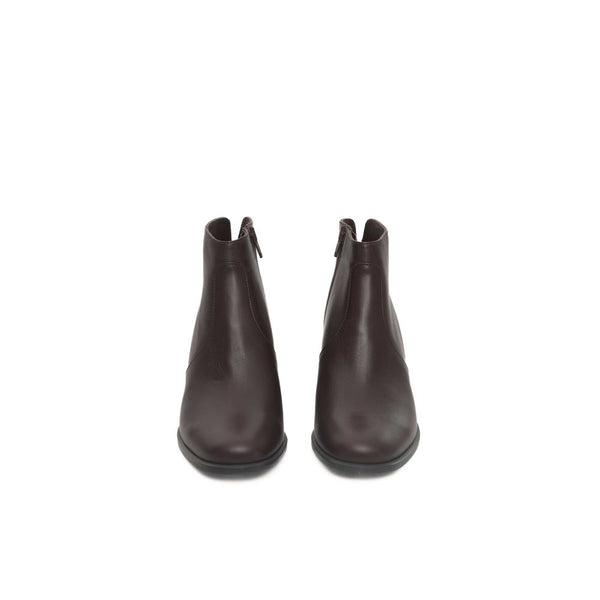 Burgunderfarbenes Rindsleder Damenstiefel