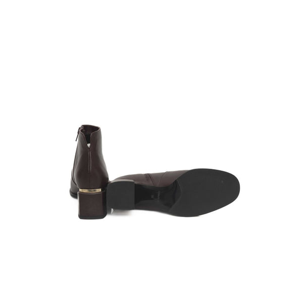Burgunderfarbenes Rindsleder Damenstiefel