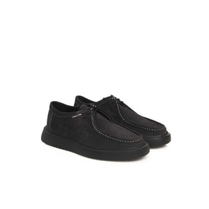 Schwarzes Rindsleder Männer Derby-Schuh