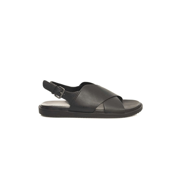 Schwarze Leder Herren Sandale