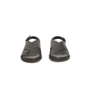 Schwarze Leder Herren Sandale