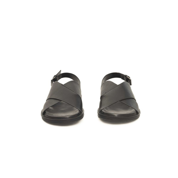 Schwarze Leder Herren Sandale
