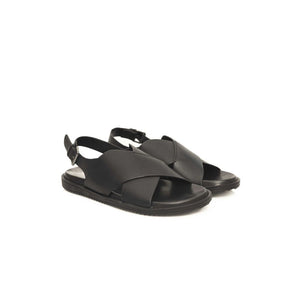 Schwarze Leder Herren Sandale