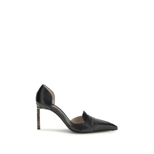 Schwarze Lederpumps mit hohem Absatz