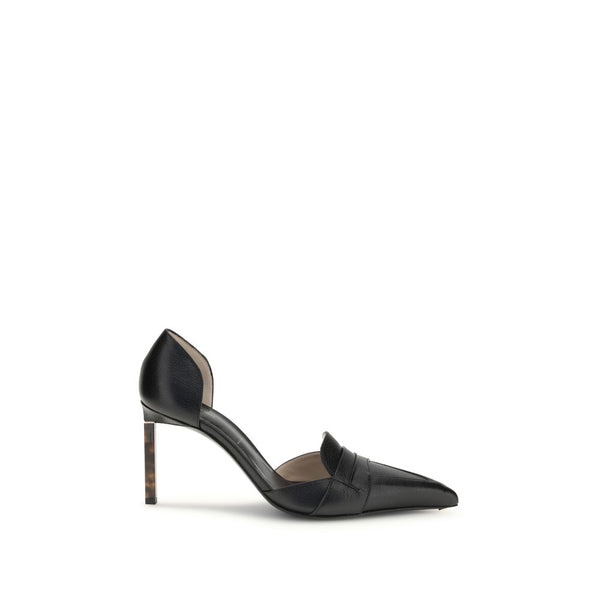 Schwarze Lederpumps mit hohem Absatz