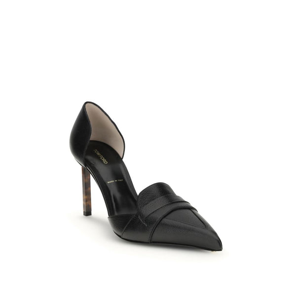 Schwarze Lederpumps mit hohem Absatz